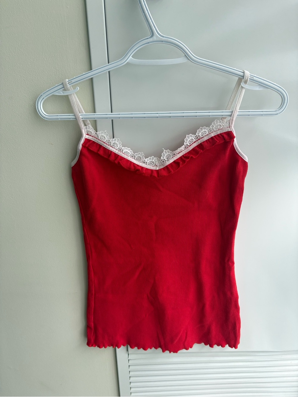 Red Lace-Trim Camisole Tank Top